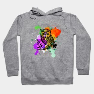 Owl with paint splash Hoodie